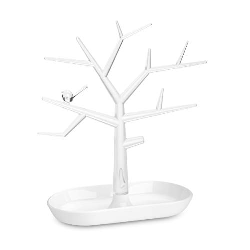 Koziol PI:P M - Soporte para Joyas con Forma de árbol, Color Blanco Transparente