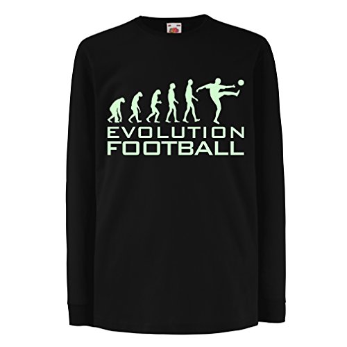 lepni.me Camiseta para Niño/Niña La evolución del fútbol - Camiseta de fanático del Equipo de fútbol de la Copa Mundial (9-11 Years Negro Fluorescente)