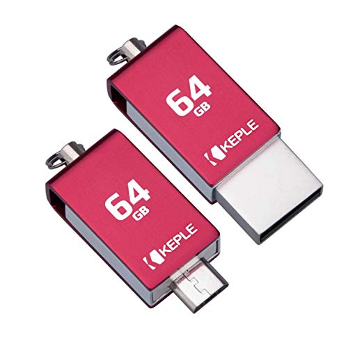 Memoria USB Roja de 64 GB OTG a Micro USB 2 en 1 Unidad Flash 2.0 Compatible con LG V10 / G Pro 2, G Flex 2 / G2, G3, G4, G Pad / Q6 / K7, K8, K10 2017 / Nexus 4, Nexus | 64GB Puerto Dual