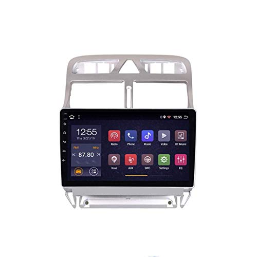 MMFXUE Android 8.1 Octa 8 Cores 2 + 32G 2.5D Pantalla DVD de Coche Reproductor de Video Navegación GPS Multimedia para Peugeot 307 2004-2013 Año, Control del Volante