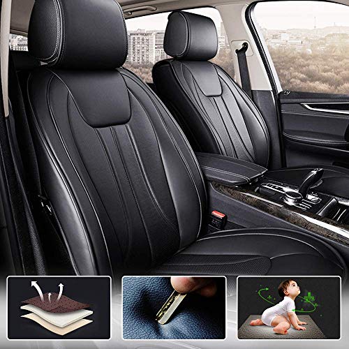 Muchkey 3D rodeado PU Cuero Asiento Cubierta para Nissan Leaf NV200 Combi Coche Interior Accesorios Estilo E Negro