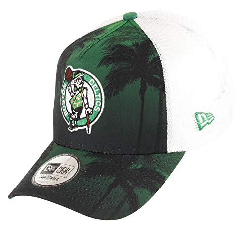 New Era Boston Celtics Frame Adjustable Trucker Cap NBA Palm Tree Green/White - One-Size