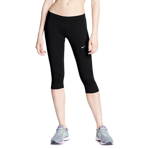 NIKE Capri Tech Pantalón Corto, Mujer, Negro/Plateado, XS