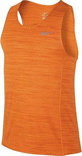 NIKE Dri-Fit Cool Miler Singlet Camiseta sin Mangas, Hombre, Naranja (Vivid Orange/Reflective Silv), XL