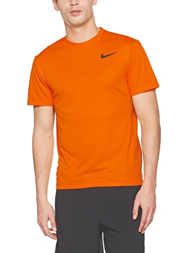 NIKE Dri-Fit Cool SS Camiseta de Manga Corta, Hombre, Naranja (Vivid Orange/Black), L