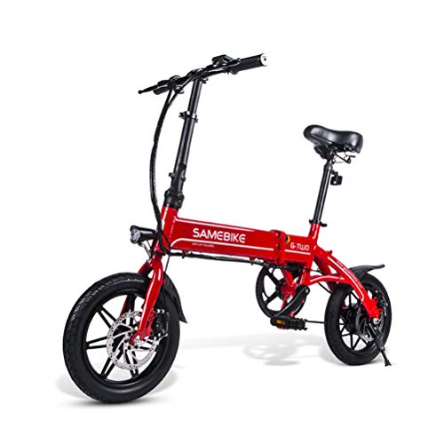 OD-B Bicicleta Eléctrica Plegable 14 Pulgadas 25 Km/H Ebike De Aleación De Aluminio 36V 8AH 250W Unisex Adulto Juventud Bicicleta Eléctrica con Pedales Poder Ayudar,Rojo