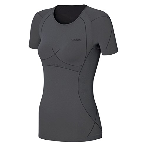 Odlo Unterhemd Shirt Short Sleeve Crew Neck Evolution Light Tren - Top Interior térmico para Mujer, Color Gris, Talla XL