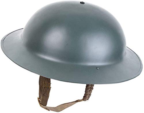 Reproducción de casco Brodie WW2 del ejército británico con cincha a la barbilla, modelo grande y macizo, de lata