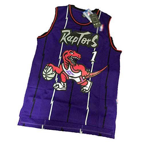Tracy McGrady Camisetas de baloncesto para hombres Toronto Raptors 1 #, Nueva tela bordada Swingman Jerseys Retro Comfort Baloncesto Swingman Jerseys, 123, morado, XL