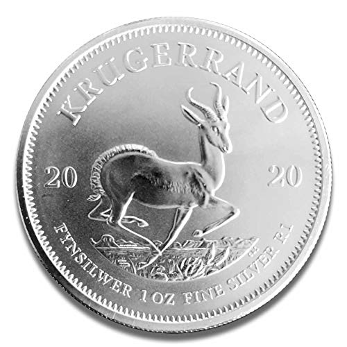 1 onza oz plata Krügerrand 2020 individualmente en cápsulas de monedas.