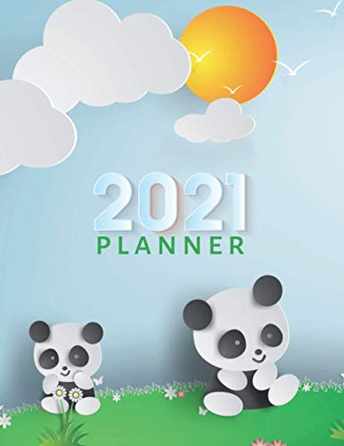 2021 Planner: Paper Panda Bears - Arts and Crafts Animal Theme / Daily Weekly Monthly / Dated 8.5x11 Life Organizer Notebook / 12 Month Calendar - Jan ... Cover / Cute Christmas or New Years Gift