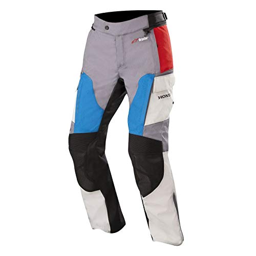 Alpinestars Honda Andes v2 Drystar Pantalones de textil para moto, color gris/negro/azul, talla 4XL