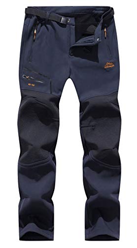 BenBoy Pantalones de Montaña Hombre Impermeables Invierno Calentar Pantalones Trekking Escalada Senderismo Softshell,KZ1672M-Blue-S