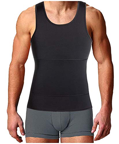 Bingrong Faja Reductora para Hombre Chaleco para Hombre Camiseta elástica para Abdomen Ropa Interior Reductora (Negro, XX-Large)