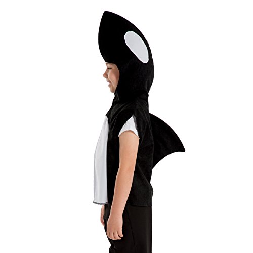 Charlie Crow Disfraz de ballena/orca para niños, talla única, 3-8 años, color blanco y negro