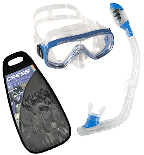 Cressi Tauchset Schnorchelset Ondina 100% Dry (Made in Italy) Kit de Snorkeling con máscara y Tubo, Unisex, Azul