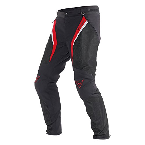Dainese 1755081_678_46 Drake Super Air Tex Pants Pantalones Moto, Negro/Rojo/Blanco, 46