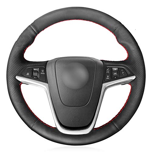 DfelBAP Black Leather Car Steering Wheel Cover, For Opel Mokka Cascada 2012-2019 Insignia 2008-2013 Astra (J) Meriva (B) 2010-2017
