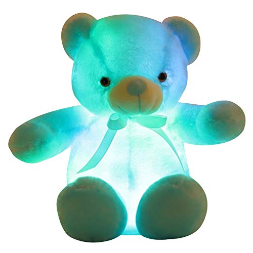 Gelentea Oso de peluche con luz LED azul de peluche, regalo para niños