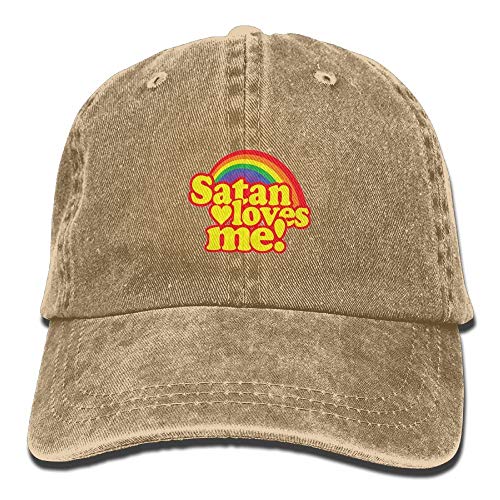 Hoswee Hombres Mujer Gorra Beisbol,Snapback Sombreros Satan Loves Me Plain Adjustable Cowboy Cap Denim Hat for Women and Men