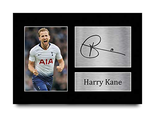 HWC Trading Harry Kane A4 Sin Marco Regalo De Visualización De Fotos De Impresión De Imagen Impresa Autógrafo Firmado por Tottenham Hotspur Spurs Los Aficionados Al Fútbol