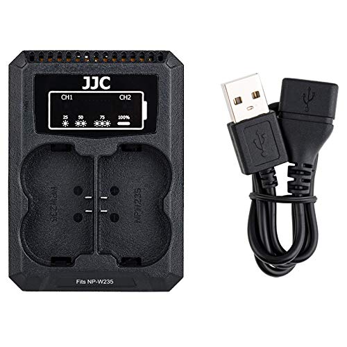 JJC NP-W235 - Cargador de batería dual USB para cámara digital Fuji X-T4, para Fujifilm NP-W235 (repuesto para cargador dual de batería FUJIFILM BC-W235)