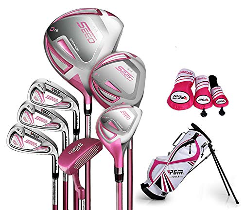 Juego de golf para niños con diseño de semilla de PGM para niñas de UL-63inches, 7club y bolsa de golf (rosa)