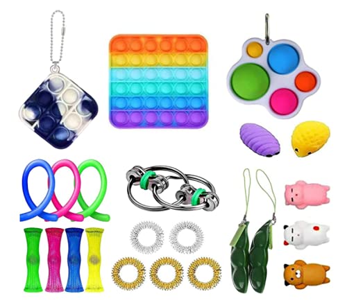Kit De Juguetes Sensoriales, 2 Pack/Set Juguete Antiestres Pop-it Fidget Sensory Toys, Push Bubble Fidget Juguete Sensorial para Autismo Necesidades Especiales para Aliviar El Estrés
