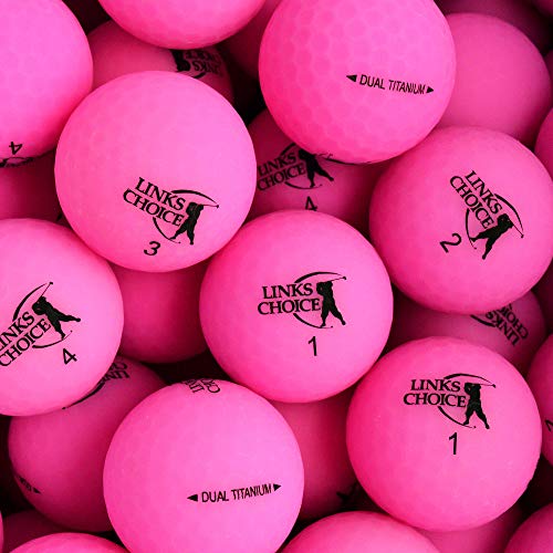 Links Choice 12 Pelotas de Golf Unisex de Titanio Doble Vibe Optic Acabado Mate, Color Rosa