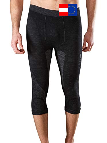 Merino & More - Pantalones térmicos para Hombre, Hombre, Color Negro/Gris, tamaño Extra-Large