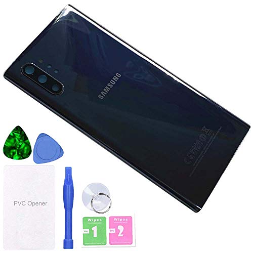 MovTEK Tapa Trasera Cristal Trasero Original para Samsung Galaxy Note 10 Plus 10+ N975F con Lente de Camara y Kit de Herramientas - Negro