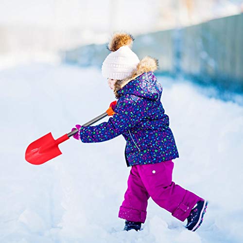 Pala de nieve multifuncional para jardín o mar para niños, mango de acero inoxidable, juguete de playa, jardinería y plantas (rojo)