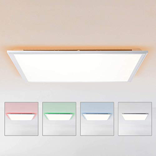 Panel LED de techo regulable mediante mando a distancia, 60 x 60 cm, 42 W, de metal/plástico, en plata/blanco