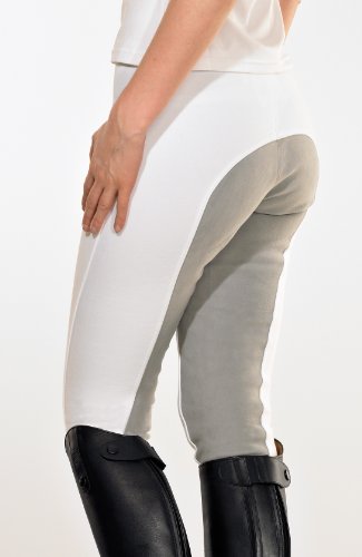 PFIFF - Pantalones de equitación con culera Gris Blanco Weiss Talla:42