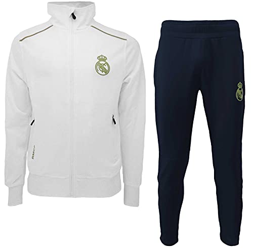 PRENDAS DEPORTIVAS ROGER'S, S.L. Chándal Real Madrid oficial deportivo chaqueta + pantalón Blancos chaqueta + pantalones originales (talla, L)