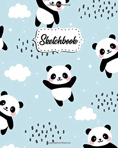 Sketchbook: Pretty Sky Blank Notebook and Art Journal for Drawing, Sketching, Doodling, School & University - Cute Hand Drawn Panda Bear Print
