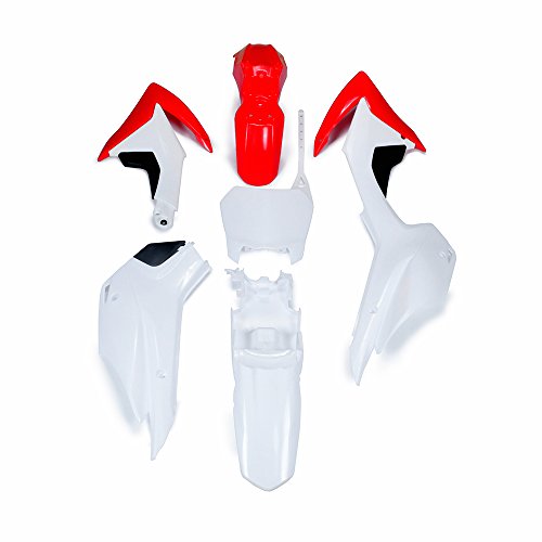 Un Kit de Guardabarros de plástico ABS Xin para Motocicleta, para Hon.da CRF110 2013-2015 Dirt Pit Bike (Rojo y Blanco)