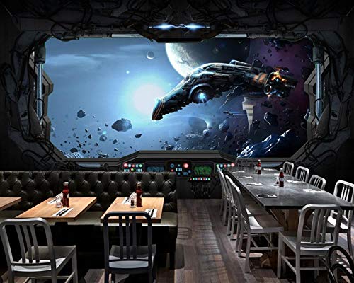 3D espacio cápsula nave espacial mural hotel decoración mural sala de estar dormitorio TV ciencia ficción papel tapiz de fondo-300x210cm