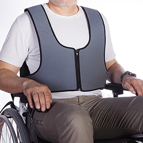Arnés chaleco de sujeción con cremallera tipo peto, para silla de ruedas, sillas, sillones de descanso, para personas con inestabilidad, talla 1 (64-138 cm)