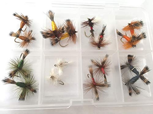 BestCity pesca con mosca irlandesa WULFF Moscas secas 16 moscas en caja de tamaños 8-12 trucha moscas #312