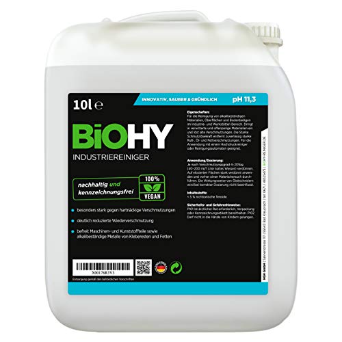 BiOHY Limpiador industrial (Bote de 10 litros) | baja espuma antisuciedad elimina grasas y aceites en todas las superficies resistentes al agua (Industriereiniger)