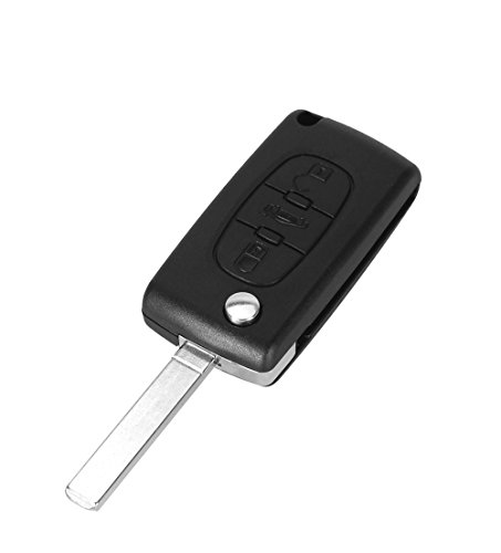 Carcasa llave para Peugeot Expert 407 307 207 308 Citroen C3 Picasso C5 | CE0523 | 3 botones | Mando distancia sin ranura para pilas