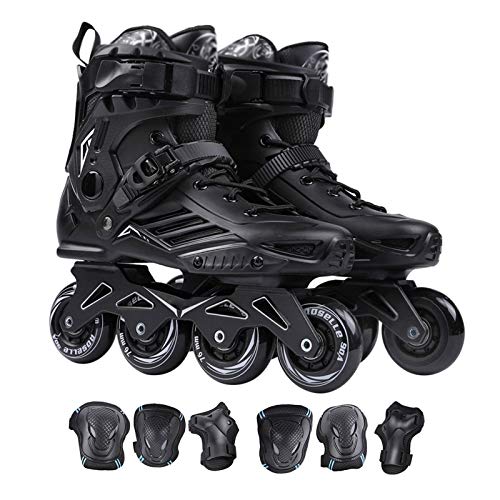 Conjunto de patines en línea para niños Patines de ruedas para hombres adultos Palas de rodillo al aire libre Zapatillas de patinaje de velocidad para principiantes ( Color : Negro , tamaño : 39 )