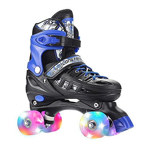 DODOBD Patines en Paralelo Patines 4 Ruedas Doble Fila Patines Adulto Patines Zapatillas De Patinaje con LED Rueda Chico Chica Apto para Principiante,Ajustables Talla 35 a 44