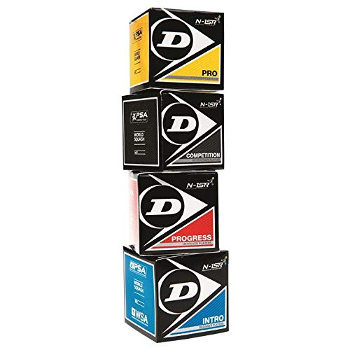Dunlop - Pelotas de squash (1 x azul, rojo, amarillo y doble amarillo)
