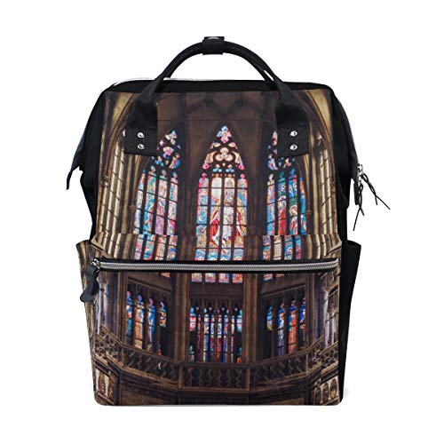 Elegante arquitectura gótica Iglesia Bolsas de pañales de gran capacidad Mamá Mochila Múltiples funciones Bolso de enfermería Bolso de mano para niños Cuidado del bebé Viajes Mujeres diarias