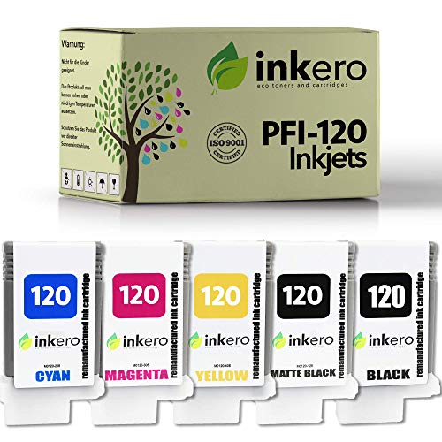 Inkero Compatible con Canon PFI-120 5 unidades (MBK/BK/C/M/Y).