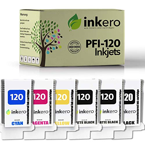 Inkero Compatible con Canon PFI-120 6 unidades (2 x MBK/BK/C/M/Y).