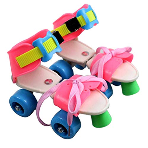 Leobtain Patines infantiles ajustables de dos filas con 4 ruedas, patines en línea para niños
