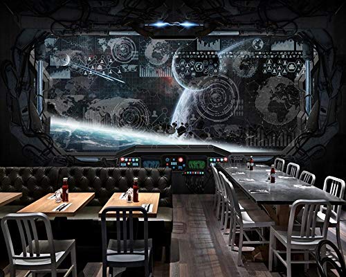 Mural de restaurante de moda 3D papel tapiz de bar fresco nave espacial mural de nave espacial sala de estar dormitorio TV papel tapiz de fondo-200x140cm